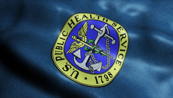 Bandera ondeante 3D de los servicios de salud pública de Estados Unidos
 - Foto, imagen