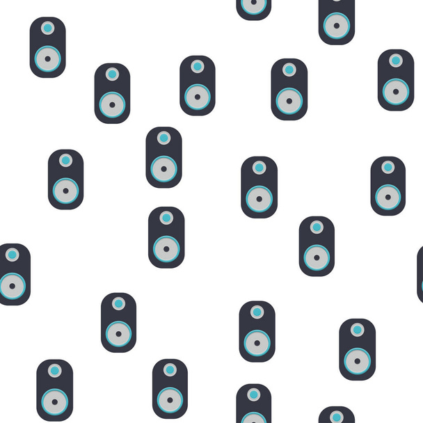 Seamless pattern, texture of modern musical black speakers for playing music tracks, melodies, technology isolated on white background. Vector illustration - ベクター画像