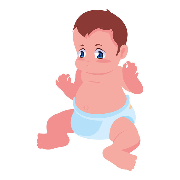 cute little baby sitting on white background - Vector, Image