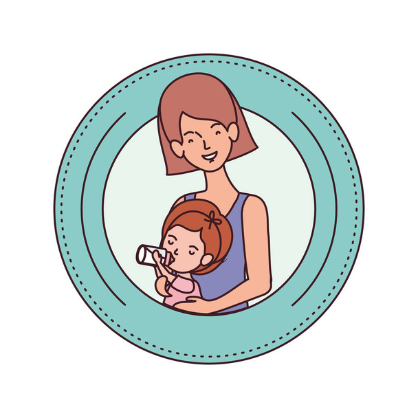 woman with baby avatar character - Vector, Image