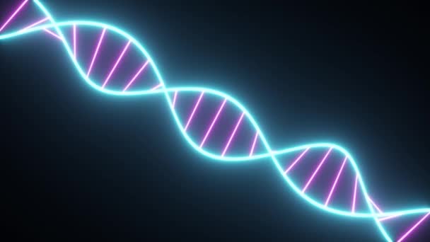 Cadena giratoria de ADN de neón. Luces ultravioletas fluorescentes. Estilo ciencia ficción. Espectro de luz púrpura azul neón moderno. Animación de bucle inconsútil 3D 4k UHD
 - Imágenes, Vídeo