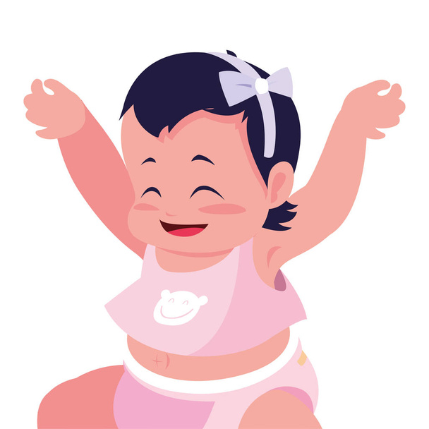lachende schattige baby meisje zitten - Vector, afbeelding