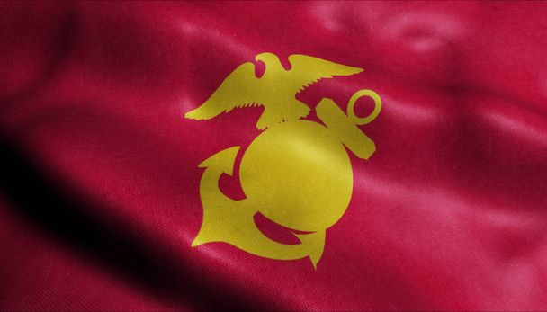 Bandera ondeante 3D de la Guía de Primeros planos del Cuerpo de Marines
 - Foto, imagen
