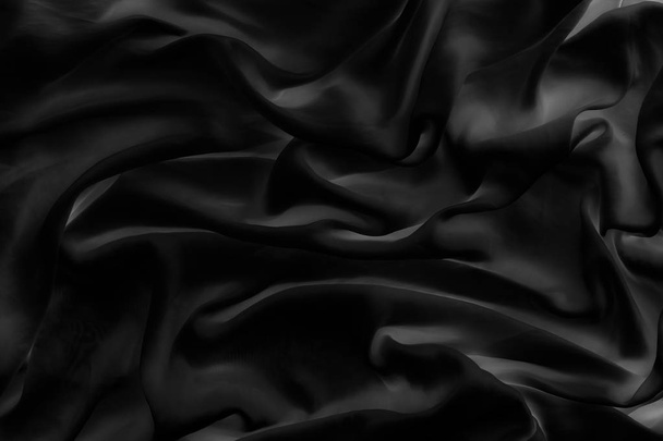 Lujo negro suave seda flatlay fondo textura, vacaciones glamo
 - Foto, Imagen