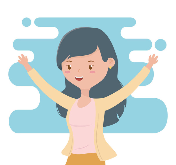 happy young woman celebrating character - Vector, Image