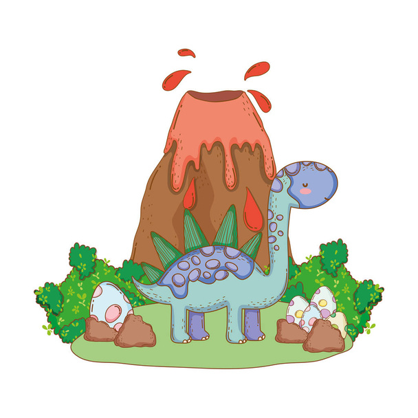 söpö apatosaurus tulivuori kohtaus
 - Vektori, kuva