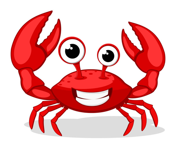 Crab character smiling with big claws on a white. - Vector, afbeelding