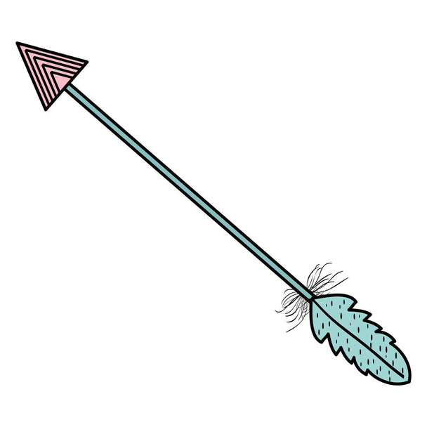 羽のアイコンを持つボヘミアン矢印 - ベクター画像