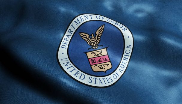 Bandera ondeante 3D del Departamento de Trabajo de los Estados Unidos
 - Foto, imagen