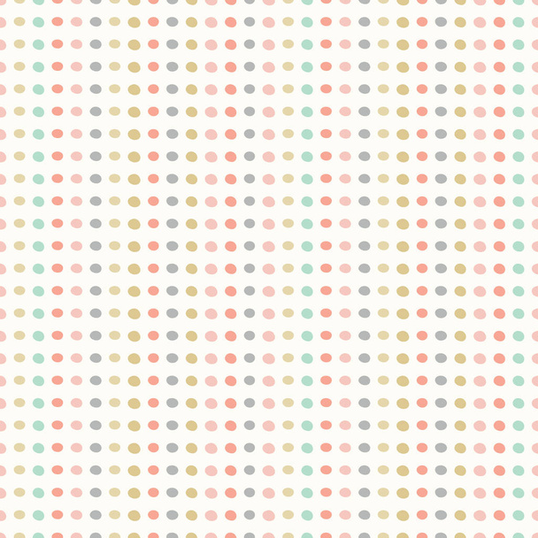 Seamless repeat pattern of hand drawn dots in rows. Pastel coloured spots in a vector geometric design. - Vector, Image