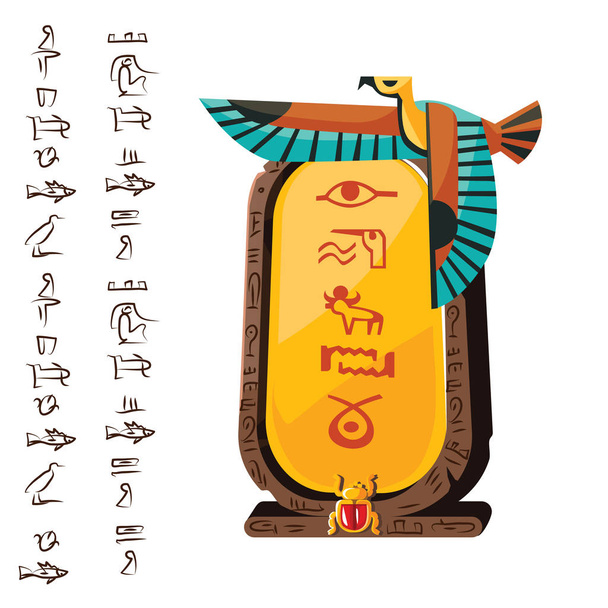 石板、粘土タブレット、エジプトの象形文字 - ベクター画像