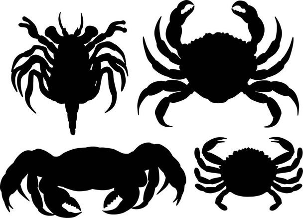 King Crab Silhouettes Crustacean Vector Illustrations - Vector, Image
