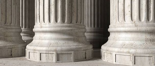 Classical stone marble columns, close up view. 3d illustration - Photo, Image