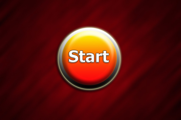 Start button on red glass background - Φωτογραφία, εικόνα