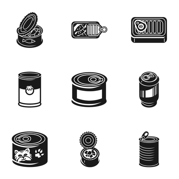 Tin can icon set, simple style - Vector, Image