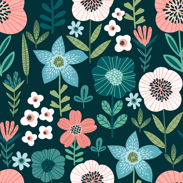 Floral seamless pattern. Vector design for paper, cover, fabric, interior decor - Vektor, obrázek