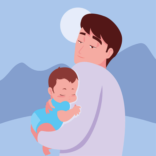 apu kezében a baba a karjaiban - Vektor, kép