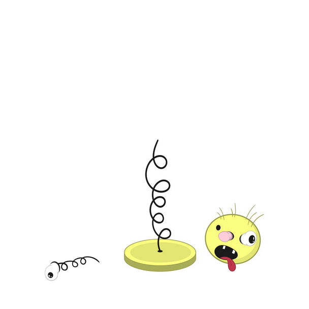 Fun cartoon Spring-met hoofd, ogen, oren en mond viel uit elkaar - Vector, afbeelding