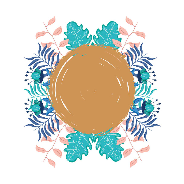 κυκλικό πλαίσιο με floral διακόσμηση - Διάνυσμα, εικόνα