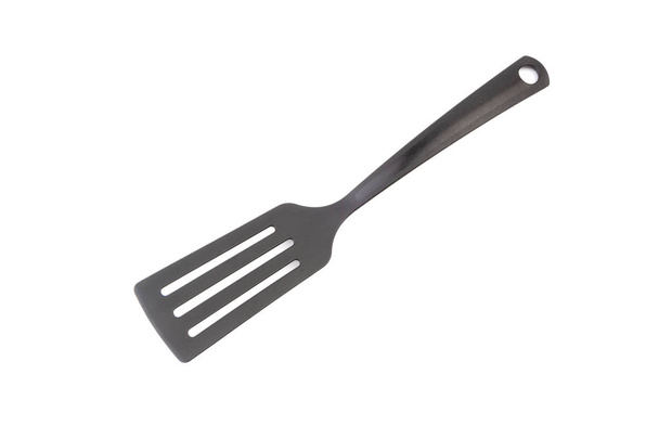 Fekete konyha spatula edények vagy konyhai Vértes izolált fehér háttér - Fotó, kép