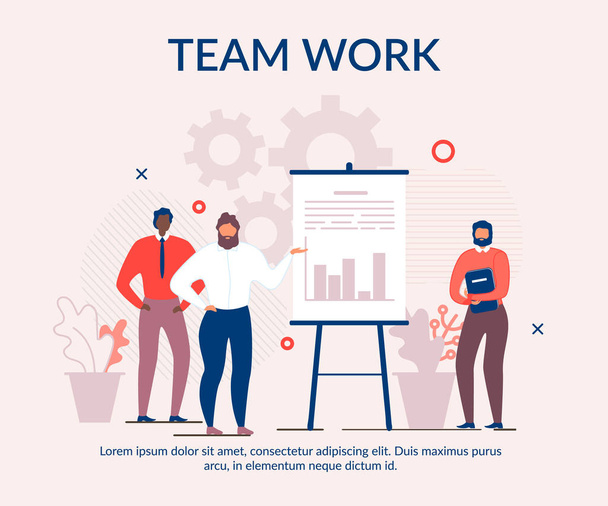 Text Cartoon Banner Advertising Effective Teamwork - Vektör, Görsel