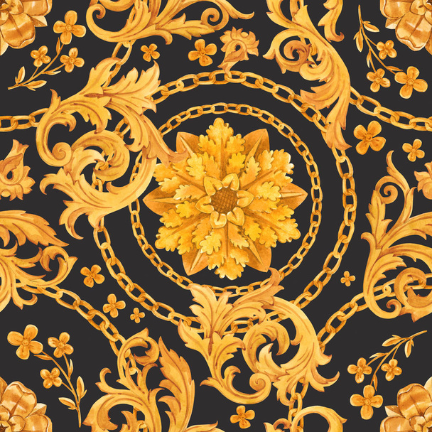 Golden baroque rich luxury pattern - Photo, Image