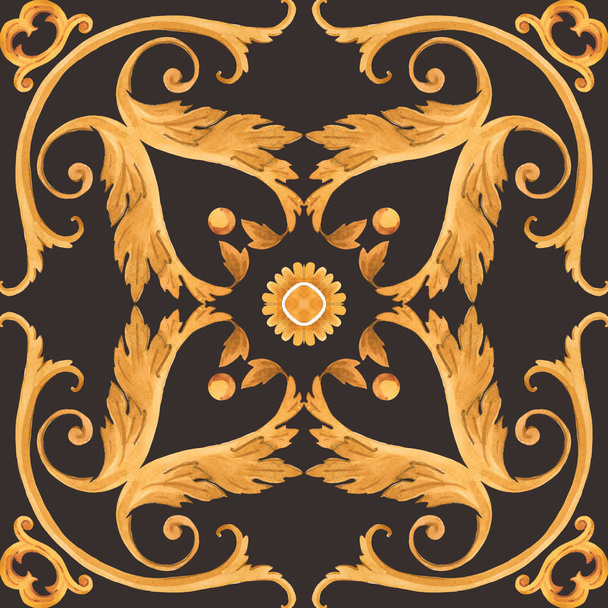 Golden baroque rich luxury pattern - Photo, image