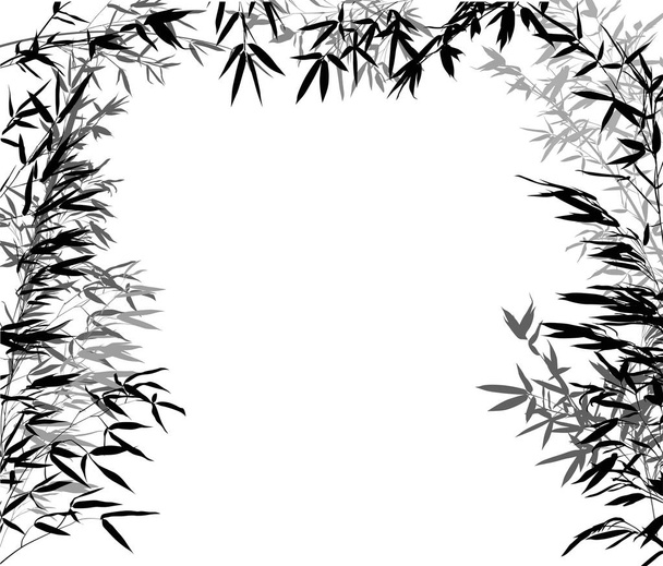 black and grey bamboo branches frame isolated on white - Вектор, зображення