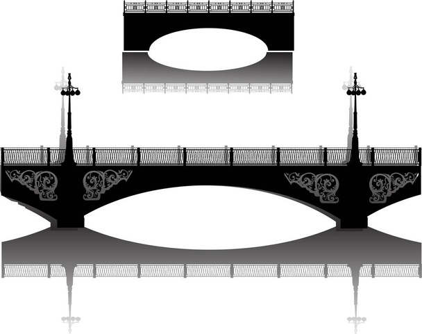 два чорні міські мости з відображенням на білому
 - Вектор, зображення