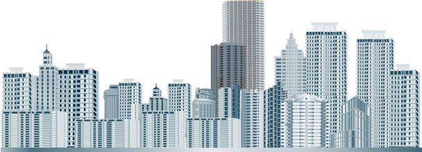 kék város panoráma illusztráció - Vektor, kép