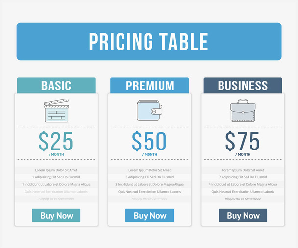 Pricing Table - Wektor, obraz