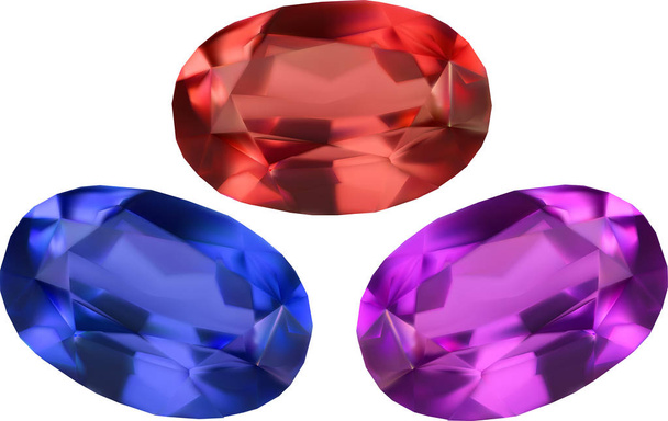 tres gemas brillantes aisladas en blanco - Vector, imagen