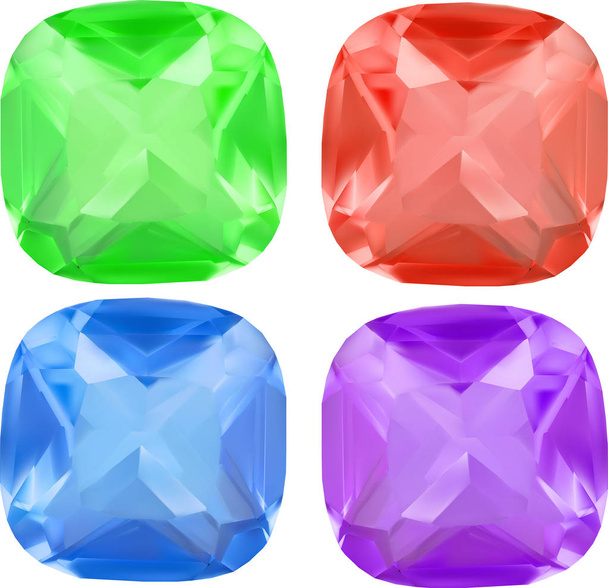 four color gems illustration - Vector, Image