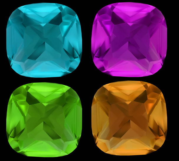 quatro jóias de cor no fundo preto - Vetor, Imagem