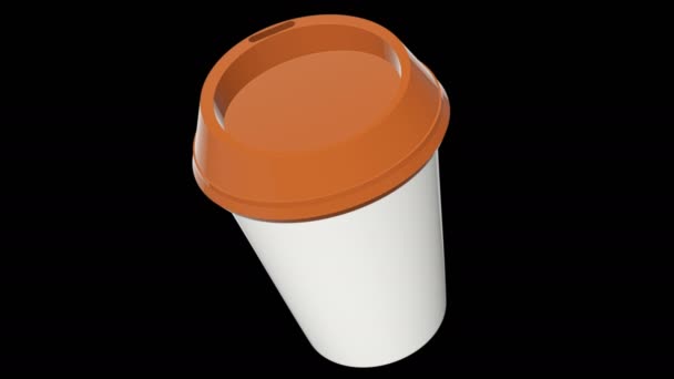  Coffee cup in white and brown spinning on background in black - Footage, Video