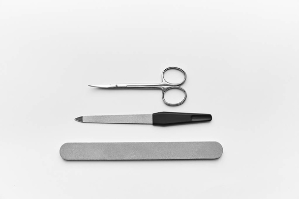 scissors and nail file. manicure. personal care. - 写真・画像