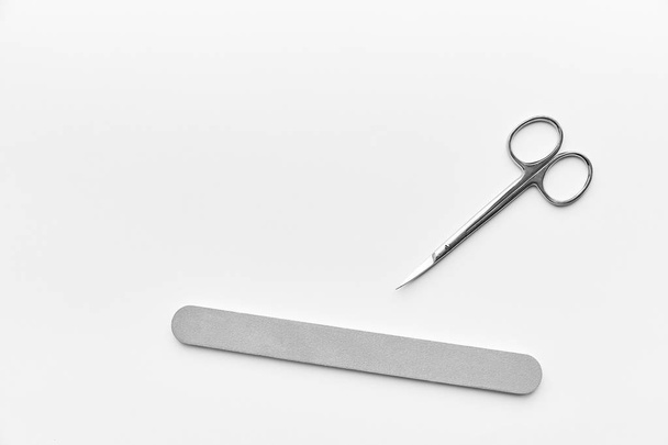 scissors and nail file. manicure. personal care. - Zdjęcie, obraz