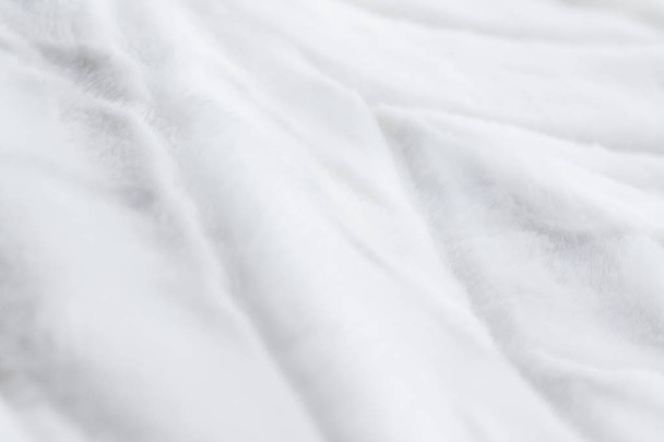 Luxury white fur coat texture background, artificial fabric deta - Zdjęcie, obraz