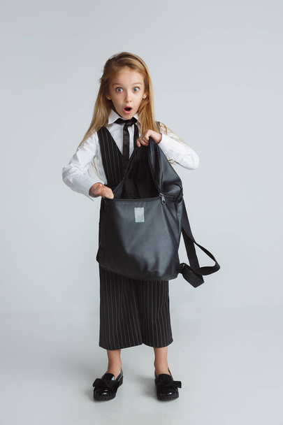 Girl preparing for school after a long summer break. Back to school. - Photo, Image