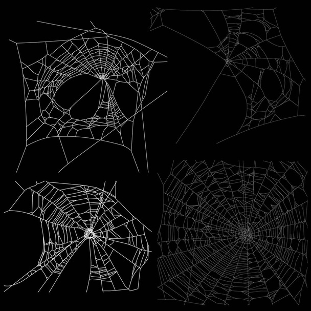 Abbildung von vier weißen Spinnennetzen - Vektor, Bild