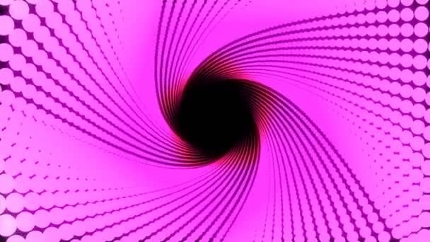 3D-illustratie, grote roze stippen bekleed in lijnen het werd samen gezet tot het een Pentagon pijp was en het is gedraaid tot het dezelfde cirkel. - Video