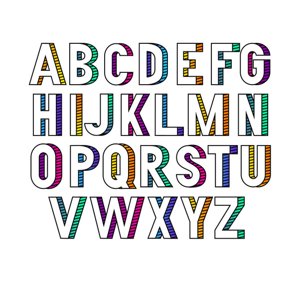 Vector bold condensed grotesque font with gradient shadows. Apenas letras maiúsculas
 - Vetor, Imagem