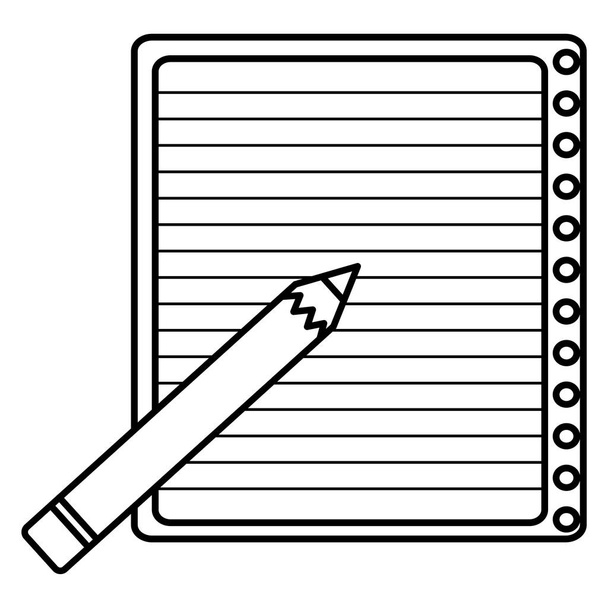 Notebook zaopatrzenie szkoły ołówkiem - Wektor, obraz