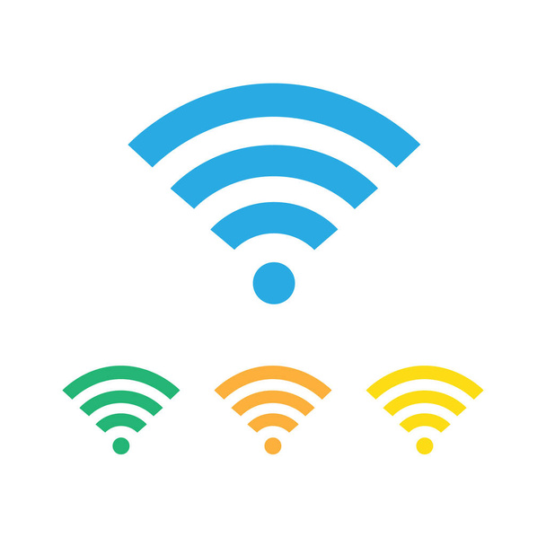 vetor Wi-fi ícone de cor plana, sinal. Wi-Fi gratuito azul, verde, vermelho e laranja cores símbolo de rede para zon público ou interface móvel
 - Vetor, Imagem