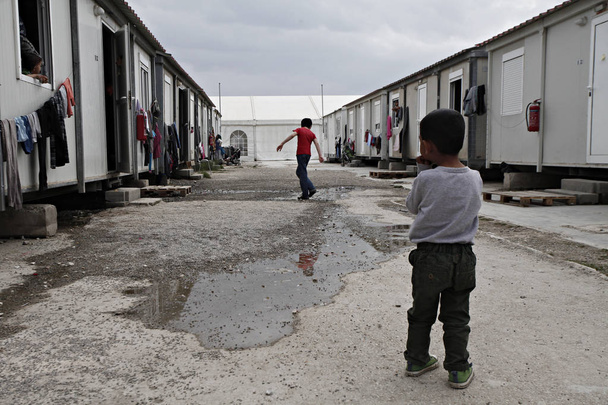 Refugees at Eleonas refugee camp in Athens, Greece on Apr. 9, 2016 - Fotó, kép