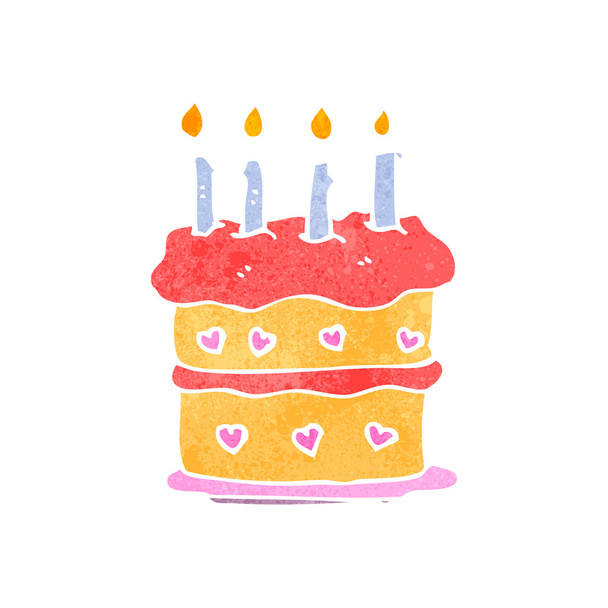 Retro cartoon birthday cake - Вектор, зображення