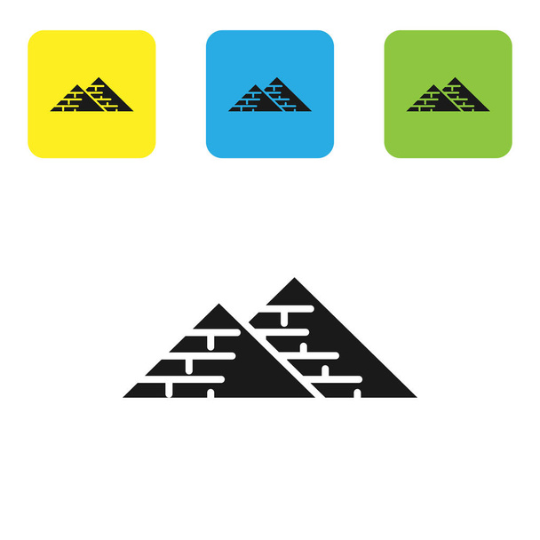 Black Egypt pyramids icon isolated on white background. Symbol of ancient Egypt. Set icons colorful square buttons. Vector Illustration - Vector, Image