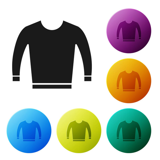 Black Sweater icon isolated on white background. Pullover icon. Set icons colorful circle buttons. Vector Illustration - Вектор, зображення