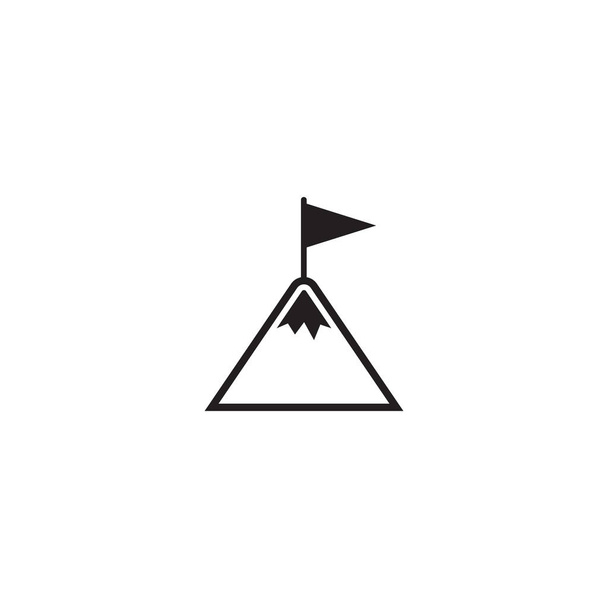 Bandeira no ícone de montanha vetor isolado
 - Vetor, Imagem
