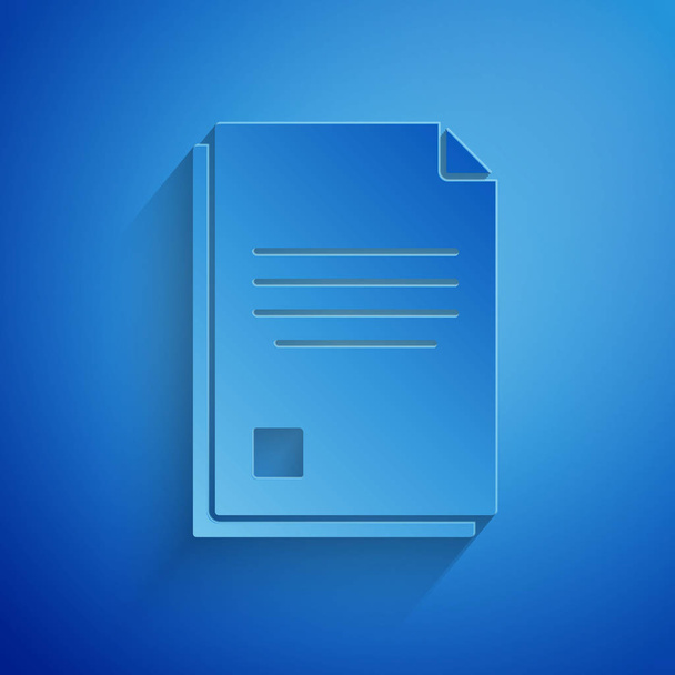 Paper cut File document icon isolated on blue background. Checklist icon. Business concept. Paper art style. Vector Illustration - Vektör, Görsel